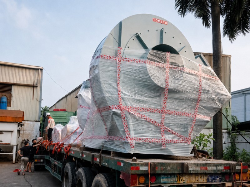 Quạt công nghiệp TOMECO cho dây chuyền sản xuất lâm sản sẵn sàng xuất xưởng Quạt công nghiệp TOMECO cho dây chuyền sản xuất lâm sản sẵn sàng xuất xưởng