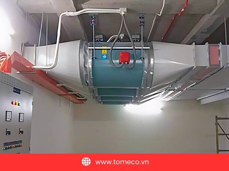 Quạt hướng trục hút khói phòng cháy tầng hầm tòa nhà